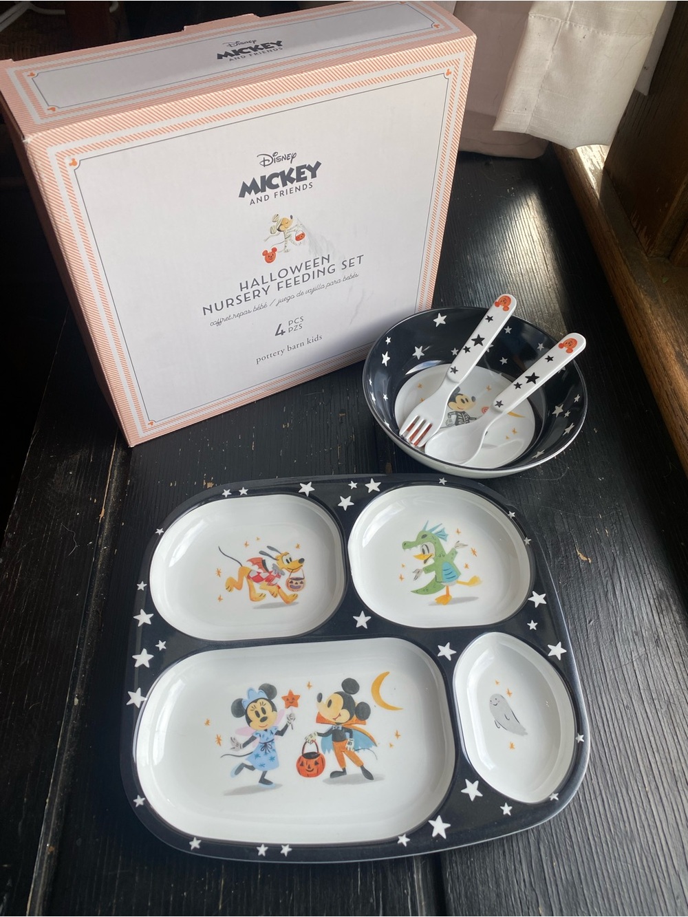 Disney Mickey and Friends Halloween Toddler Feeding Set - Black/White